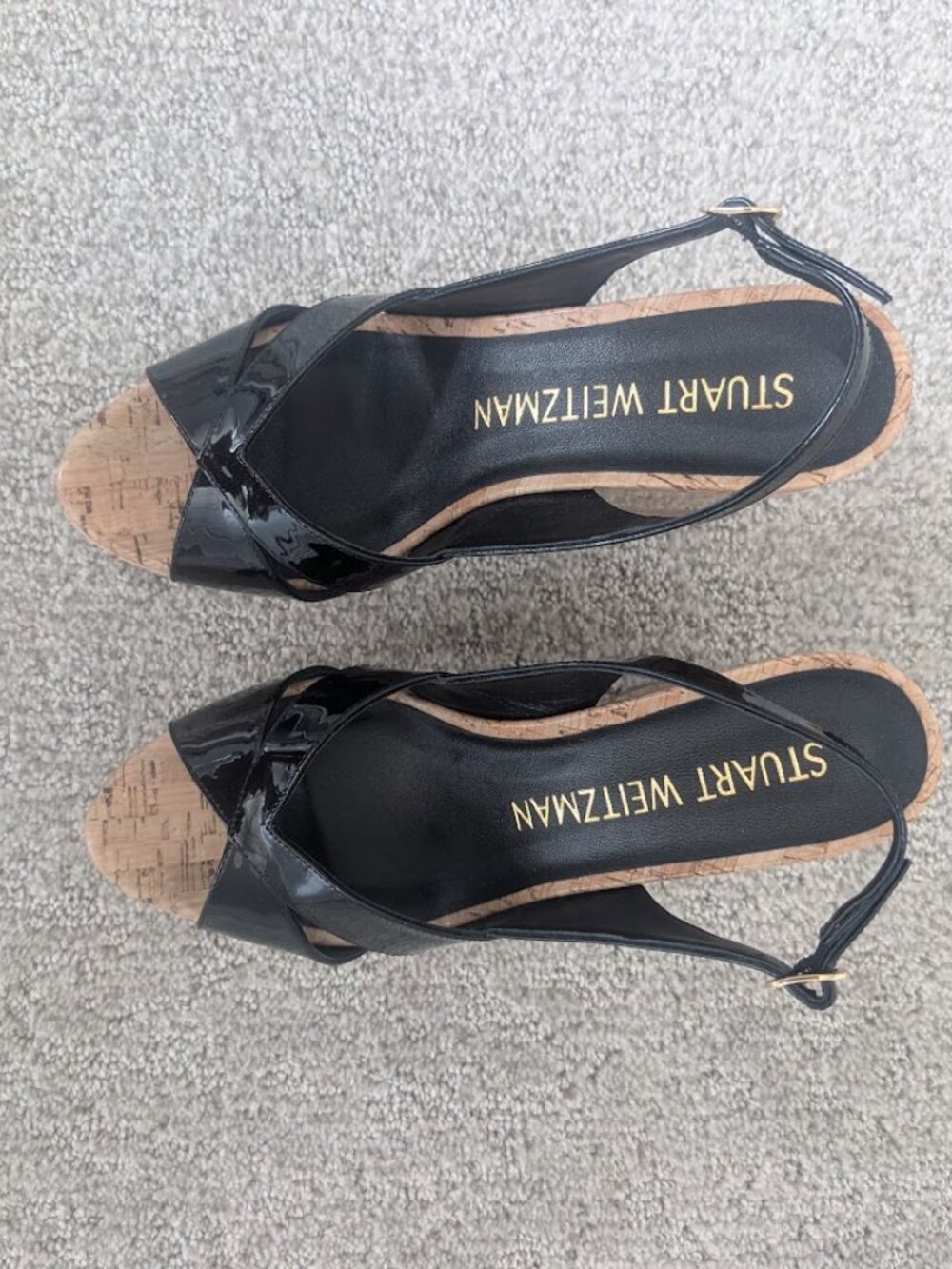 Stuart Weitzman Black Carmen Wedge 8.5B NIB - Picture 2 of 5